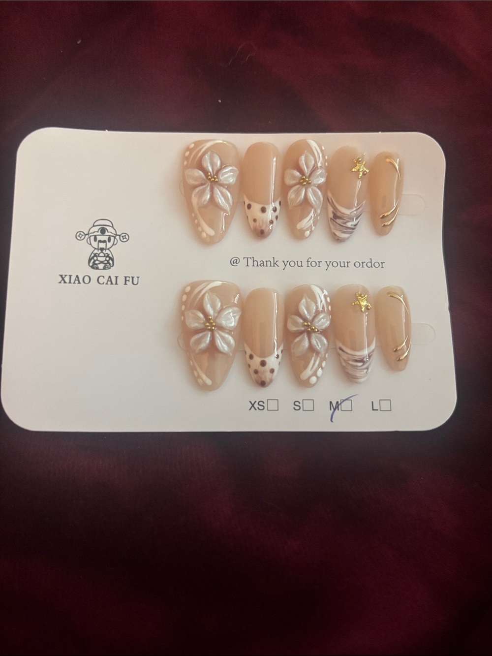 Nude Floral Press-On Nail Set